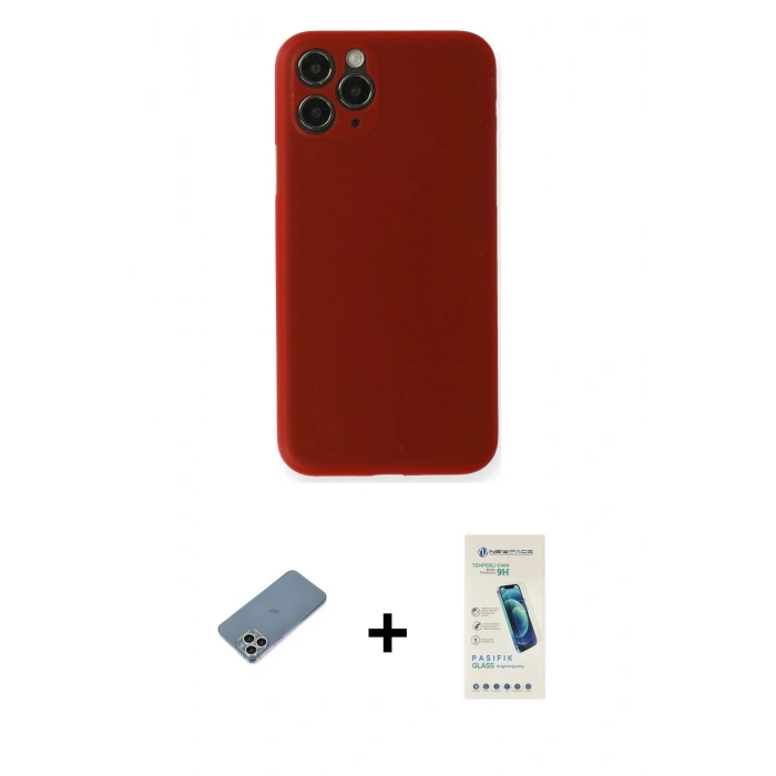 MARSİLYAN™- iPhone 11 Pro Max Kılıf Yadigar Yansıma Serisi - Şeffaf Pasifik Cam Ekran Koruyucu + Shine Kamera Lens Koruma Cam - GS