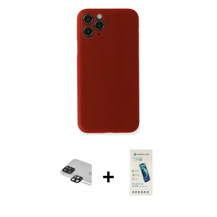 MARSİLYAN™- iPhone 11 Pro Max Kılıf Yadigar Yansıma Serisi - Şeffaf Pasifik Cam Ekran Koruyucu + Pers Alüminyum Kamera Lens - SH