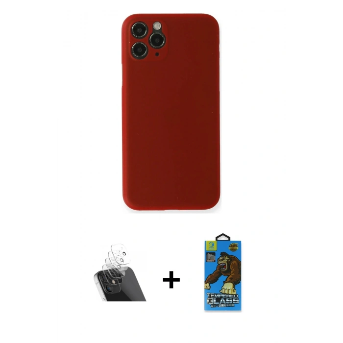 MARSİLYAN™- iPhone 11 Pro Max Kılıf Yadigar Yansıma Serisi - Siyah 18D Cam Ekran Koruyucu + Şeffaf Kamera Lens Koruma Cam