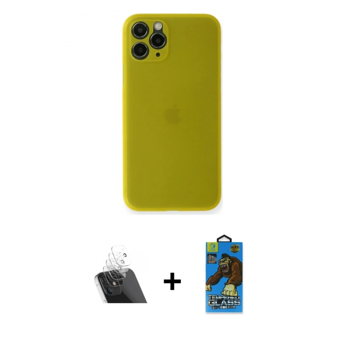 MARSİLYAN™- iPhone 11 Pro Max Kılıf Yadigar Yansıma Serisi - Siyah 18D Cam Ekran Koruyucu + Şeffaf Kamera Lens Koruma Cam