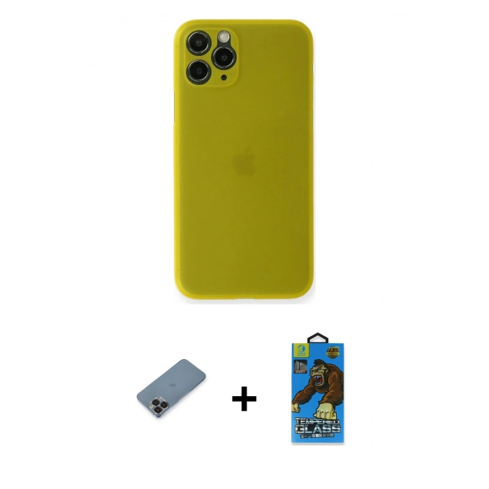 MARSİLYAN™- iPhone 11 Pro Max Kılıf Yadigar Yansıma Serisi - Siyah 18D Cam Ekran Koruyucu + Metal Kamera Lens Koruma Cam - SH