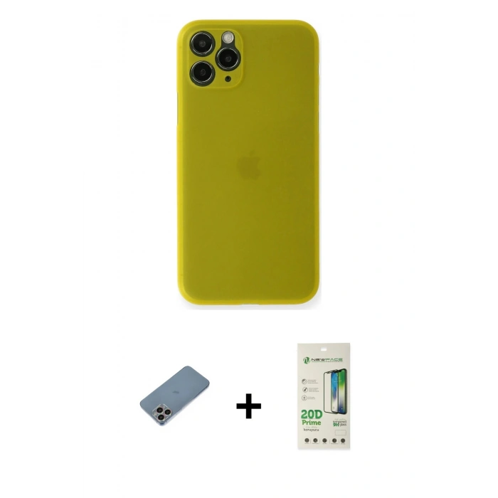 MARSİLYAN™- iPhone 11 Pro Max Kılıf Yadigar Yansıma Serisi - Siyah 20D Premium Cam Ekran Koruyucu + Gökkuşağı Shine Kamera Lens Koruma Cam