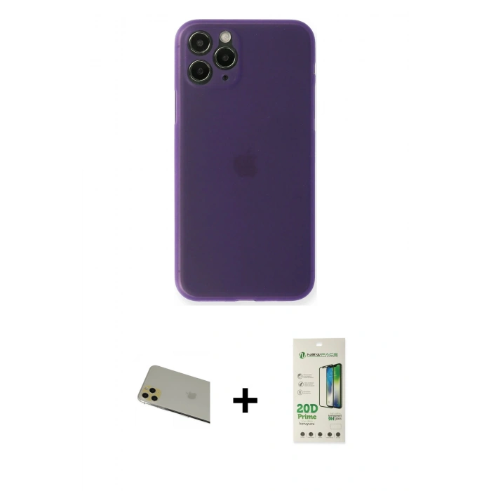 MARSİLYAN™- iPhone 11 Pro Max Kılıf Yadigar Yansıma Serisi - Siyah 20D Premium Cam Ekran Koruyucu + Rainbow Kamera Lens Koruma Cam - GD