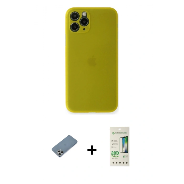 MARSİLYAN™- iPhone 11 Pro Max Kılıf Yadigar Yansıma Serisi - Siyah 20D Premium Cam Ekran Koruyucu + Shine Kamera Lens Koruma Cam - GS