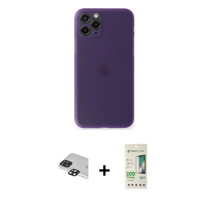MARSİLYAN™- iPhone 11 Pro Max Kılıf Yadigar Yansıma Serisi - Siyah 20D Premium Cam Ekran Koruyucu + Pers Alüminyum Kamera Lens - SH