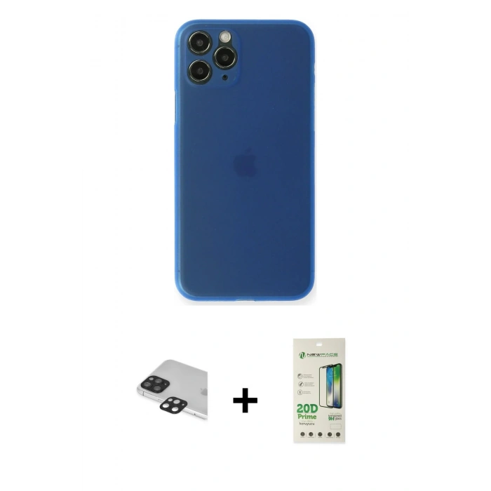 MARSİLYAN™- iPhone 11 Pro Max Kılıf Yadigar Yansıma Serisi - Siyah 20D Premium Cam Ekran Koruyucu + Pers Alüminyum Kamera Lens - SH