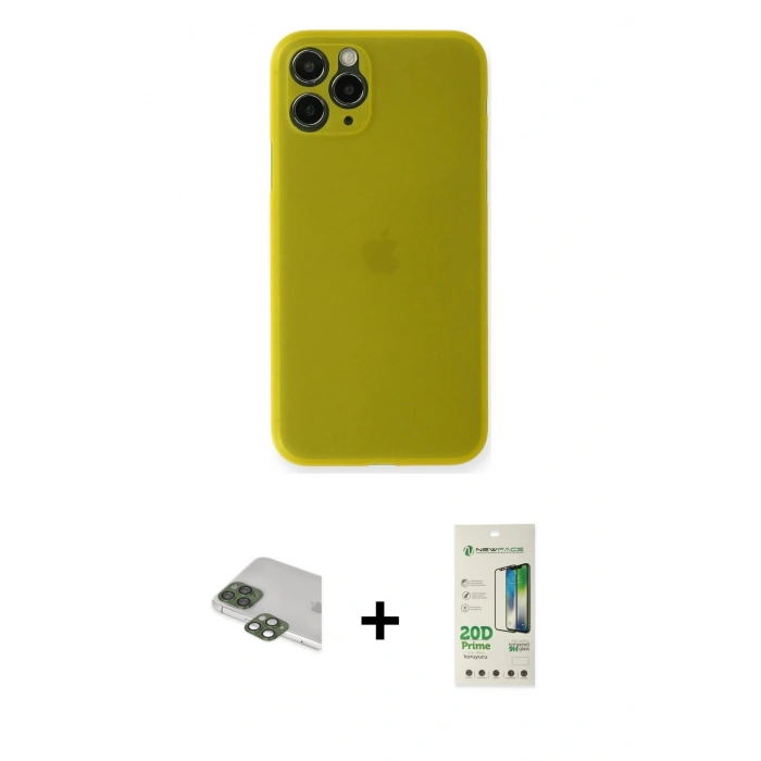 MARSİLYAN™- iPhone 11 Pro Max Kılıf Yadigar Yansıma Serisi - Siyah 20D Premium Cam Ekran Koruyucu + Pers Alüminyum Kamera Lens - YL