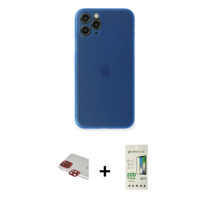 MARSİLYAN™- iPhone 11 Pro Max Kılıf Yadigar Yansıma Serisi - Siyah 20D Premium Cam Ekran Koruyucu + Pers Alüminyum Kamera Lens - KI