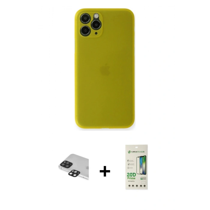 MARSİLYAN™- iPhone 11 Pro Max Kılıf Yadigar Yansıma Serisi - Siyah 20D Premium Cam Ekran Koruyucu + Pers Alüminyum Kamera Lens - SH