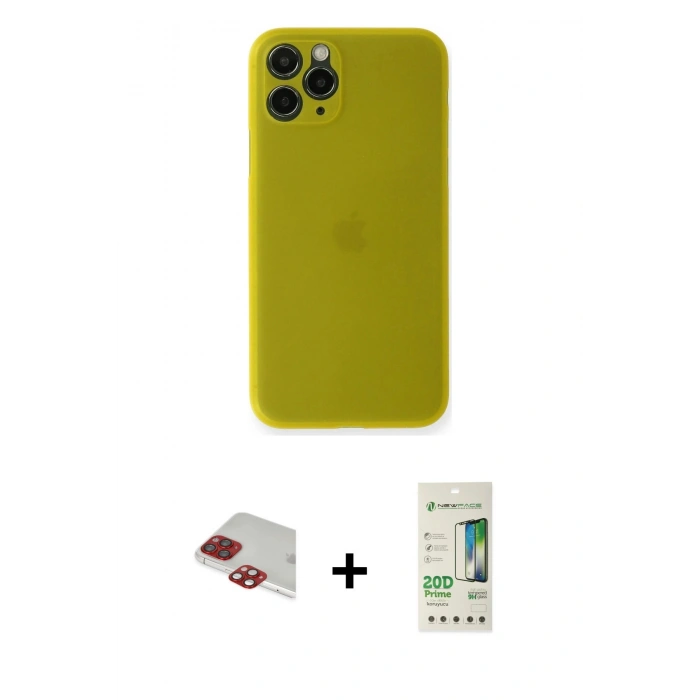 MARSİLYAN™- iPhone 11 Pro Max Kılıf Yadigar Yansıma Serisi - Siyah 20D Premium Cam Ekran Koruyucu + Pers Alüminyum Kamera Lens - KI