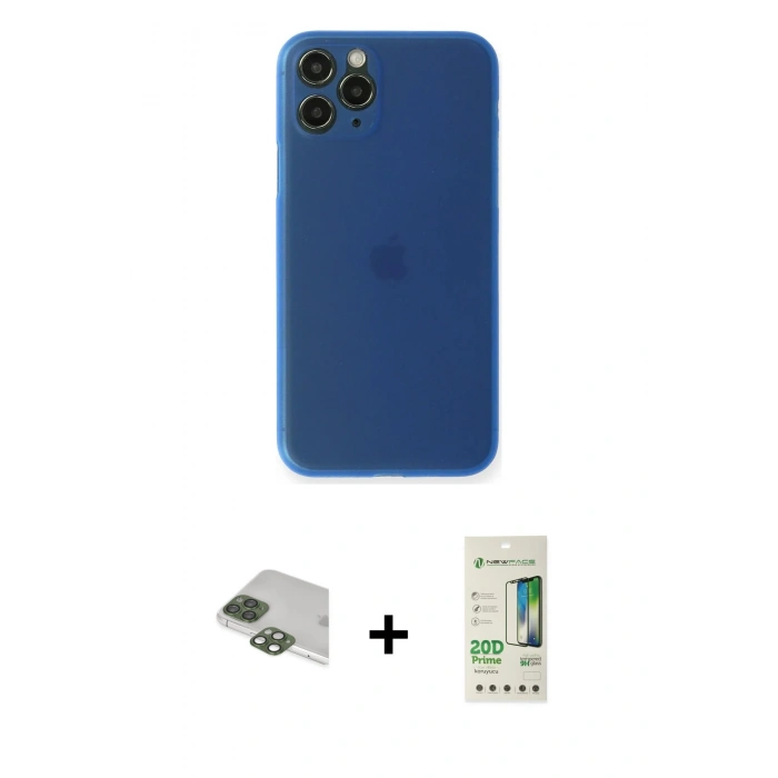 MARSİLYAN™- iPhone 11 Pro Max Kılıf Yadigar Yansıma Serisi - Siyah 20D Premium Cam Ekran Koruyucu + Pers Alüminyum Kamera Lens - YL