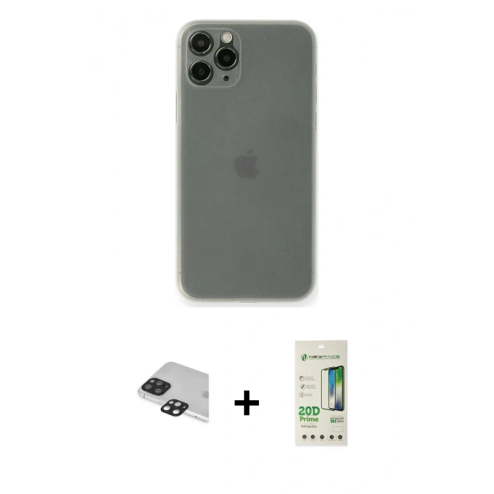 MARSİLYAN™- iPhone 11 Pro Max Kılıf Yadigar Yansıma Serisi - Siyah 20D Premium Cam Ekran Koruyucu + Pers Alüminyum Kamera Lens - SH