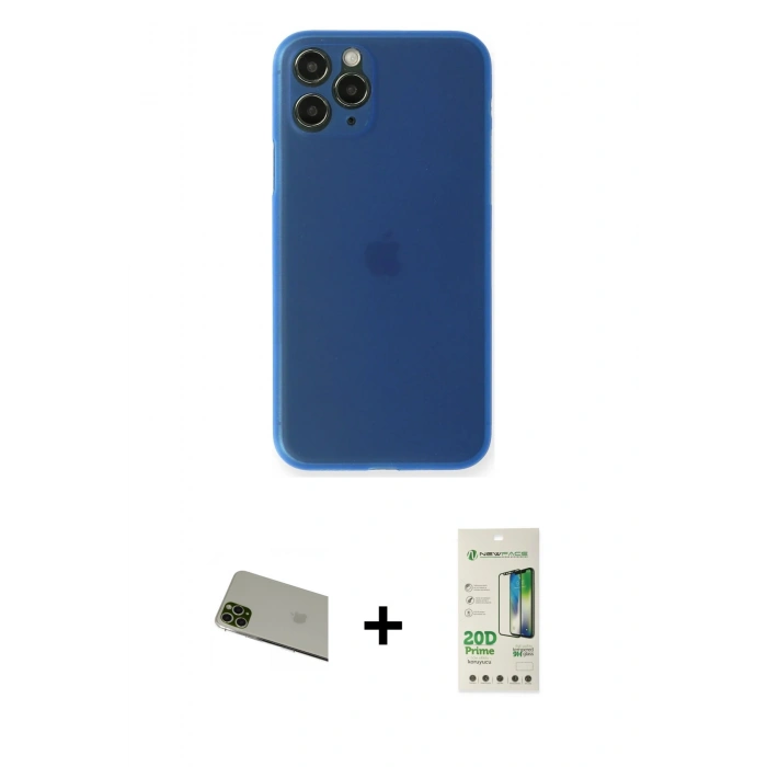 MARSİLYAN™- iPhone 11 Pro Max Kılıf Yadigar Yansıma Serisi - Siyah 20D Premium Cam Ekran Koruyucu + Rainbow Kamera Lens Koruma Cam - YL