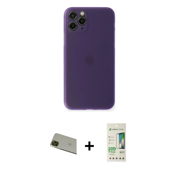 MARSİLYAN™- iPhone 11 Pro Max Kılıf Yadigar Yansıma Serisi - Siyah 20D Premium Cam Ekran Koruyucu + Rainbow Kamera Lens Koruma Cam - YL