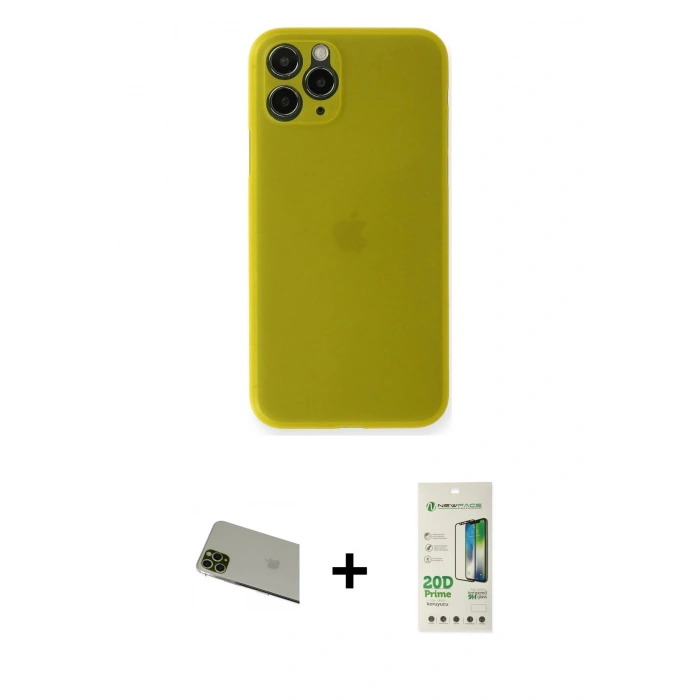 MARSİLYAN™- iPhone 11 Pro Max Kılıf Yadigar Yansıma Serisi - Siyah 20D Premium Cam Ekran Koruyucu + Rainbow Kamera Lens Koruma Cam - YL