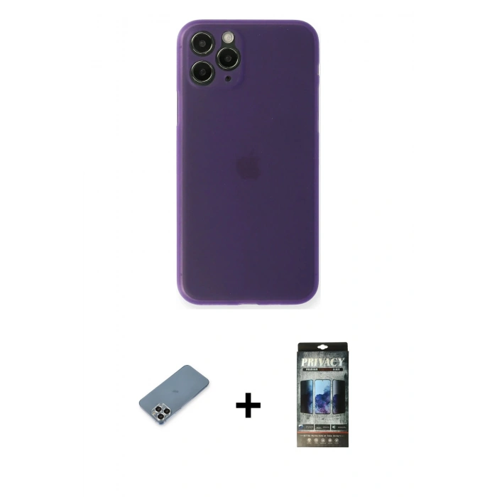 MARSİLYAN™- iPhone 11 Pro Max Kılıf Yadigar Yansıma Serisi - Siyah 34D Hayalet Izgaralı Cam + Metal Kamera Lens Koruma Cam - GS