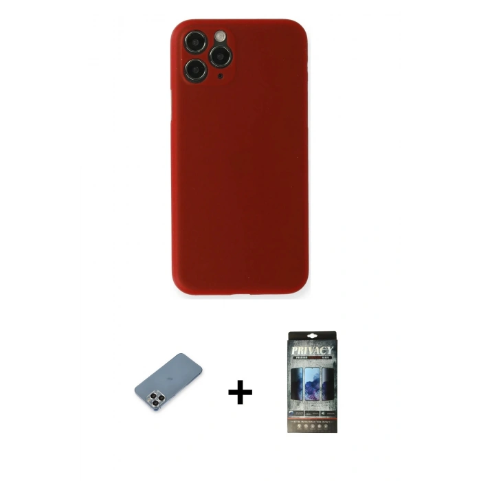 MARSİLYAN™- iPhone 11 Pro Max Kılıf Yadigar Yansıma Serisi - Siyah 34D Hayalet Izgaralı Cam + Metal Kamera Lens Koruma Cam - GS