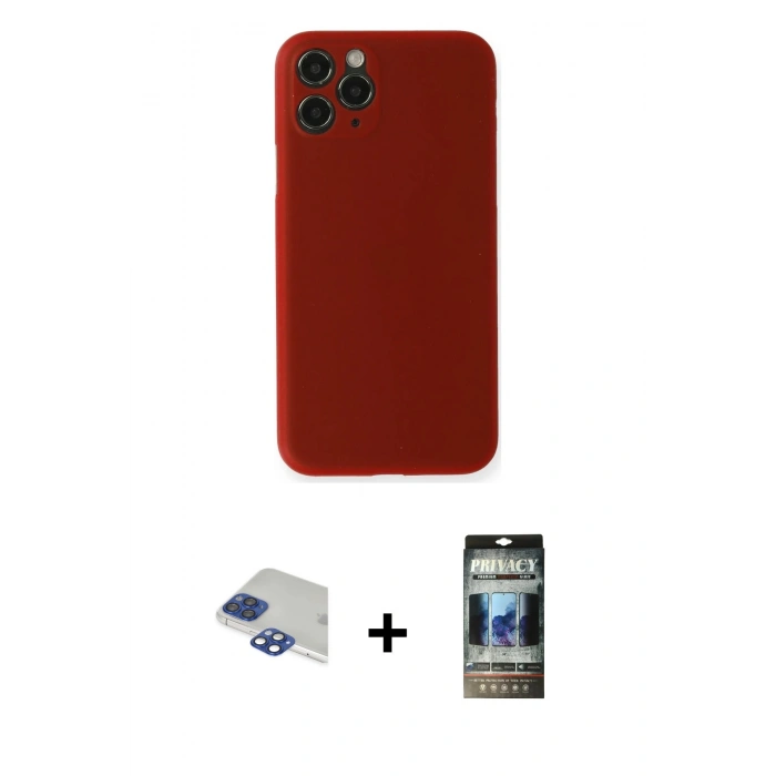 MARSİLYAN™- iPhone 11 Pro Max Kılıf Yadigar Yansıma Serisi - Siyah 34D Hayalet Izgaralı Cam + Pers Alüminyum Kamera Lens - LT