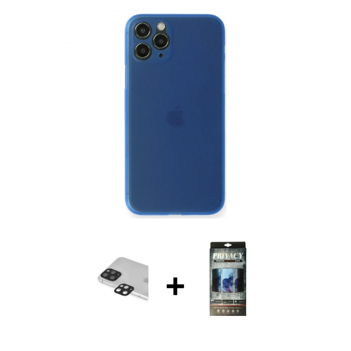 MARSİLYAN™- iPhone 11 Pro Max Kılıf Yadigar Yansıma Serisi - Siyah 34D Hayalet Izgaralı Cam + Pers Alüminyum Kamera Lens - SH