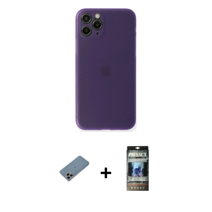 MARSİLYAN™- iPhone 11 Pro Max Kılıf Yadigar Yansıma Serisi - Siyah 34D Hayalet Izgaralı Cam + Shine Kamera Lens Koruma Cam - GI