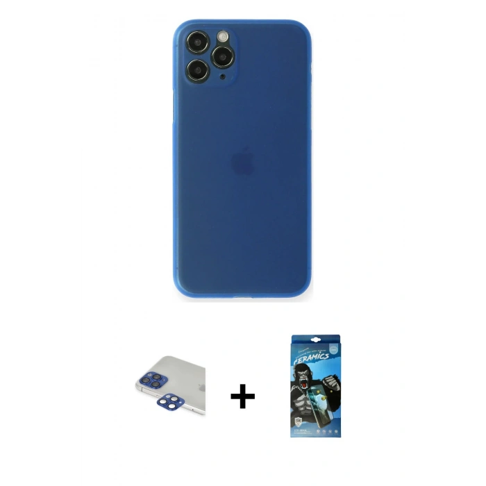 MARSİLYAN™- iPhone 11 Pro Max Kılıf Yadigar Yansıma Serisi - Siyah 34D Izgaralı Cam + Pers Alüminyum Kamera Lens - LT