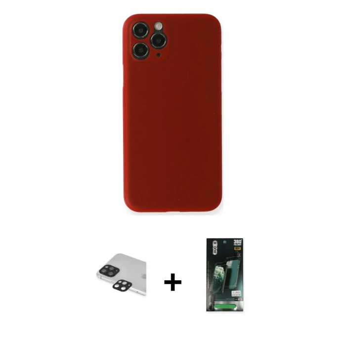 MARSİLYAN™- iPhone 11 Pro Max Kılıf Yadigar Yansıma Serisi - Siyah 360 Mat Full Body Arka Koruyucu + Pers Alüminyum Kamera Lens - SH