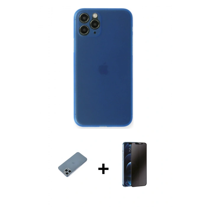 MARSİLYAN™- iPhone 11 Pro Max Kılıf Yadigar Yansıma Serisi - Siyah 3D Antistatik Hayalet Cam Ekran Koruyucu + Shine Kamera Lens Koruma Cam - SABE