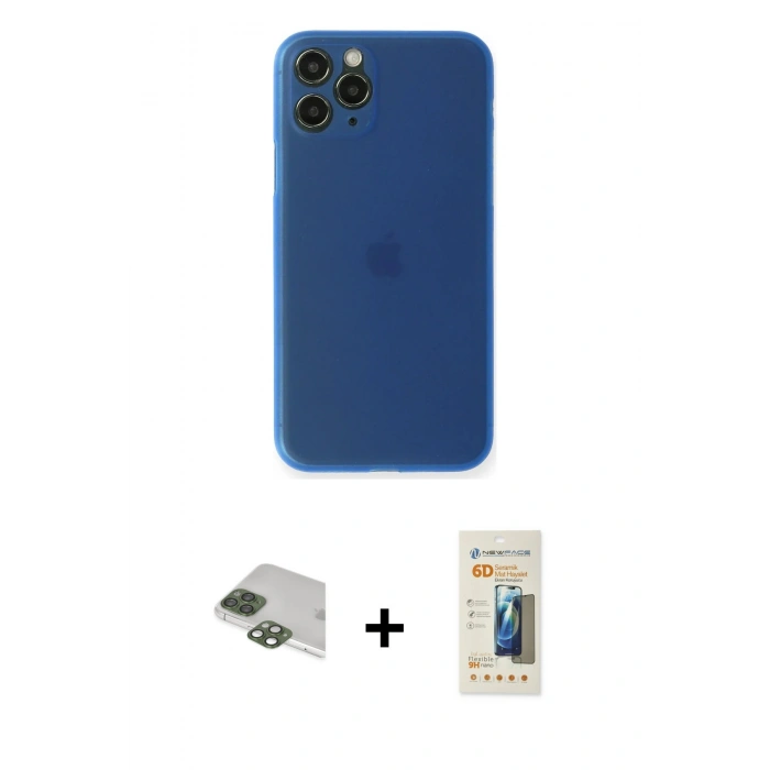 MARSİLYAN™- iPhone 11 Pro Max Kılıf Yadigar Yansıma Serisi - Siyah 6D Mat Seramik Hayalet Nano Ekran Koruyucu + Pers Alüminyum Kamera Lens - YL