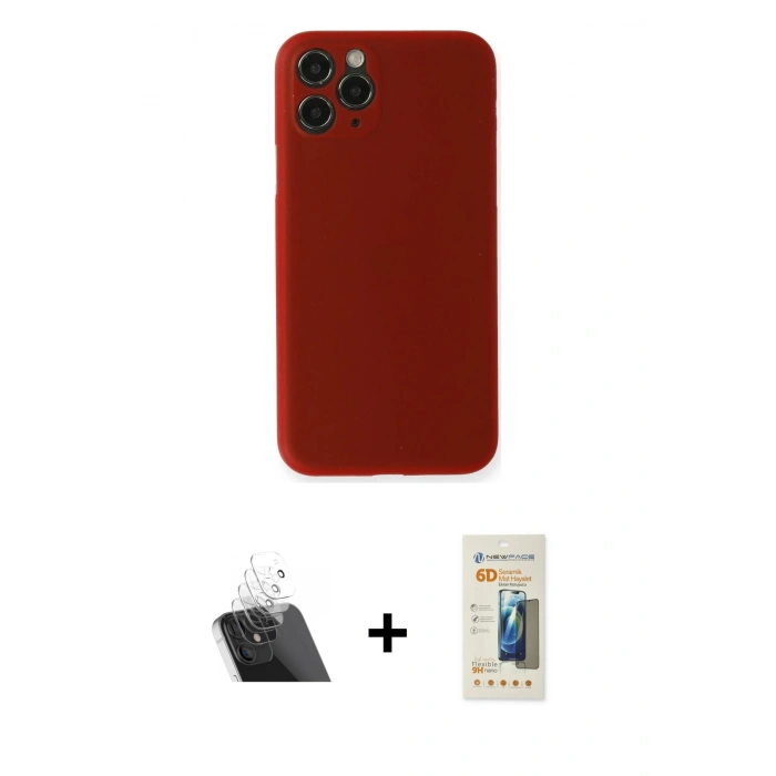MARSİLYAN™- iPhone 11 Pro Max Kılıf Yadigar Yansıma Serisi - Siyah 6D Mat Seramik Hayalet Nano Ekran Koruyucu + Şeffaf Kamera Lens Koruma Cam