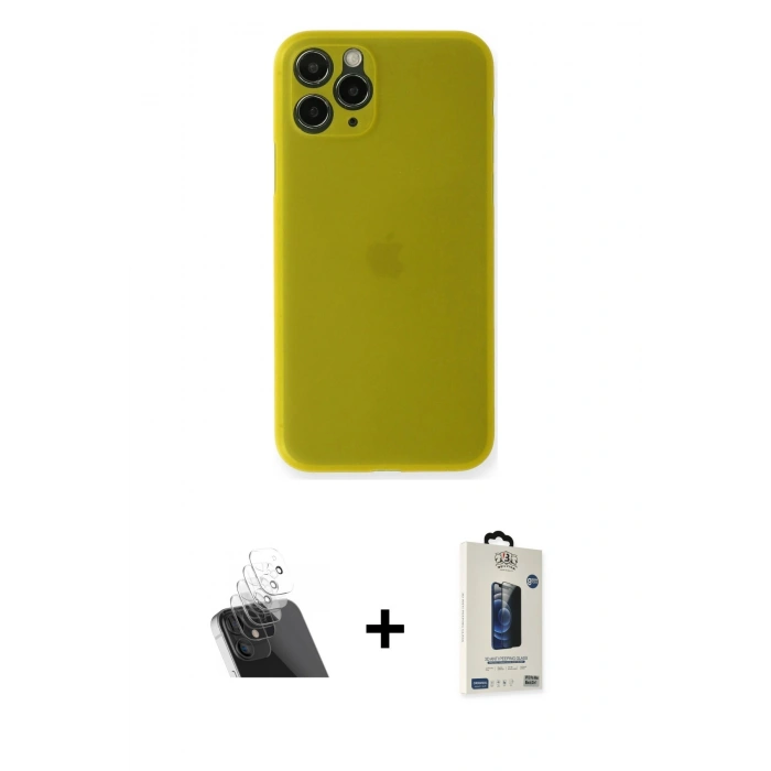 MARSİLYAN™- iPhone 11 Pro Max Kılıf Yadigar Yansıma Serisi - Siyah Bilvis Hayalet Cam Ekran Koruyucu + Kamera Lens Koruma Cam - SF