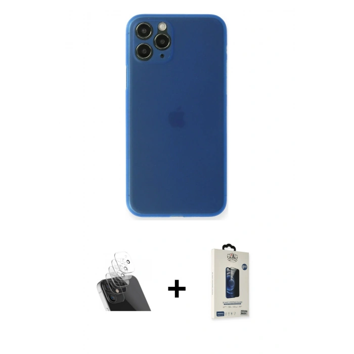 MARSİLYAN™- iPhone 11 Pro Max Kılıf Yadigar Yansıma Serisi - Siyah Bilvis Hayalet Cam Ekran Koruyucu + Kamera Lens Koruma Cam - SF