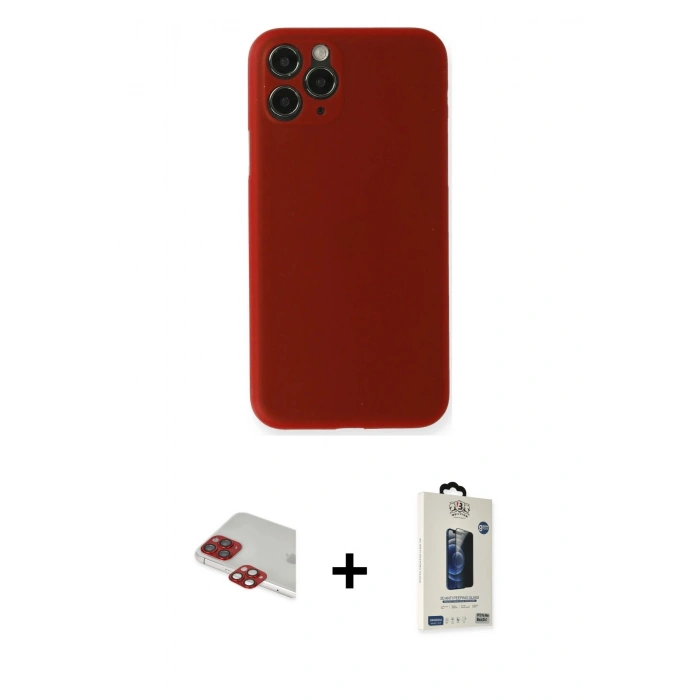 MARSİLYAN™- iPhone 11 Pro Max Kılıf Yadigar Yansıma Serisi - Siyah Bilvis Hayalet Cam Ekran Koruyucu + Pers Alüminyum Kamera Lens - KI