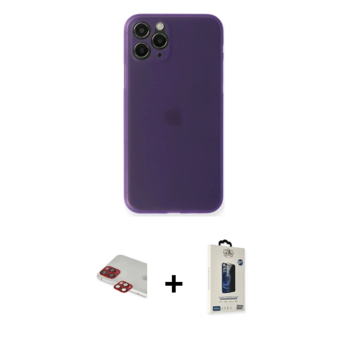MARSİLYAN™- iPhone 11 Pro Max Kılıf Yadigar Yansıma Serisi - Siyah Bilvis Hayalet Cam Ekran Koruyucu + Pers Alüminyum Kamera Lens - KI