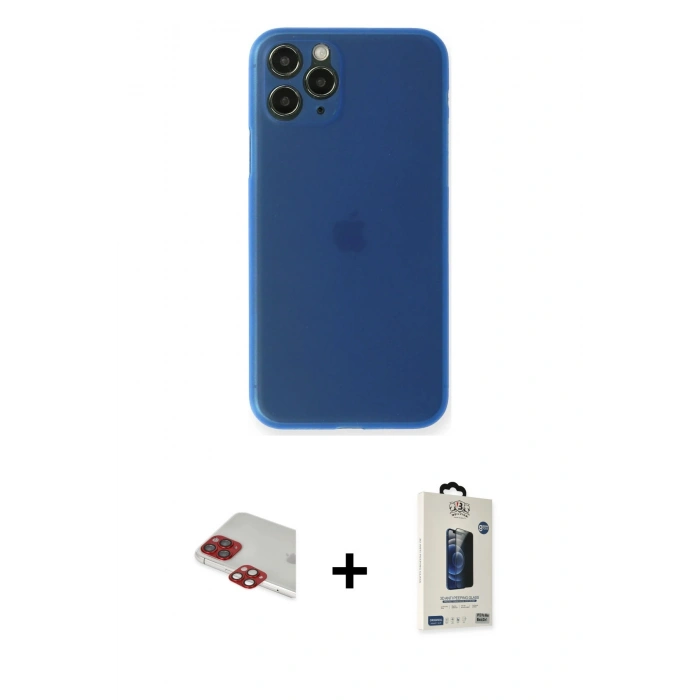 MARSİLYAN™- iPhone 11 Pro Max Kılıf Yadigar Yansıma Serisi - Siyah Bilvis Hayalet Cam Ekran Koruyucu + Pers Alüminyum Kamera Lens - KI