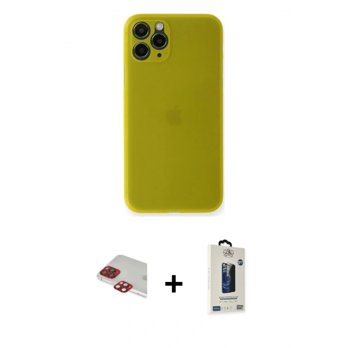 MARSİLYAN™- iPhone 11 Pro Max Kılıf Yadigar Yansıma Serisi - Siyah Bilvis Hayalet Cam Ekran Koruyucu + Pers Alüminyum Kamera Lens - KI