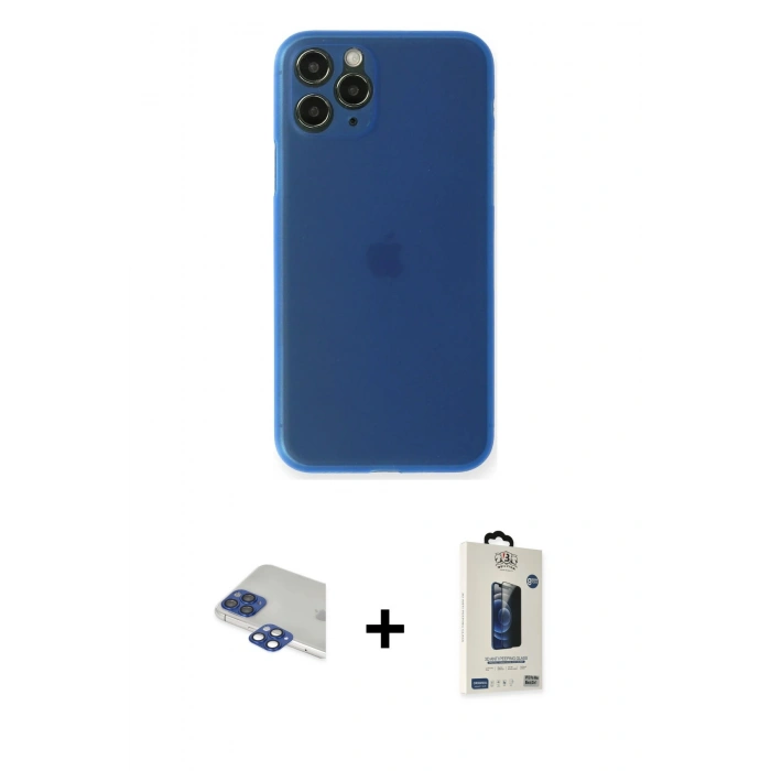 MARSİLYAN™- iPhone 11 Pro Max Kılıf Yadigar Yansıma Serisi - Siyah Bilvis Hayalet Cam Ekran Koruyucu + Pers Alüminyum Kamera Lens - LT