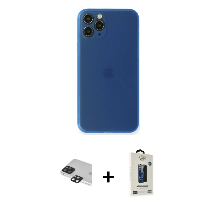 MARSİLYAN™- iPhone 11 Pro Max Kılıf Yadigar Yansıma Serisi - Siyah Bilvis Hayalet Cam Ekran Koruyucu + Pers Alüminyum Kamera Lens - SH