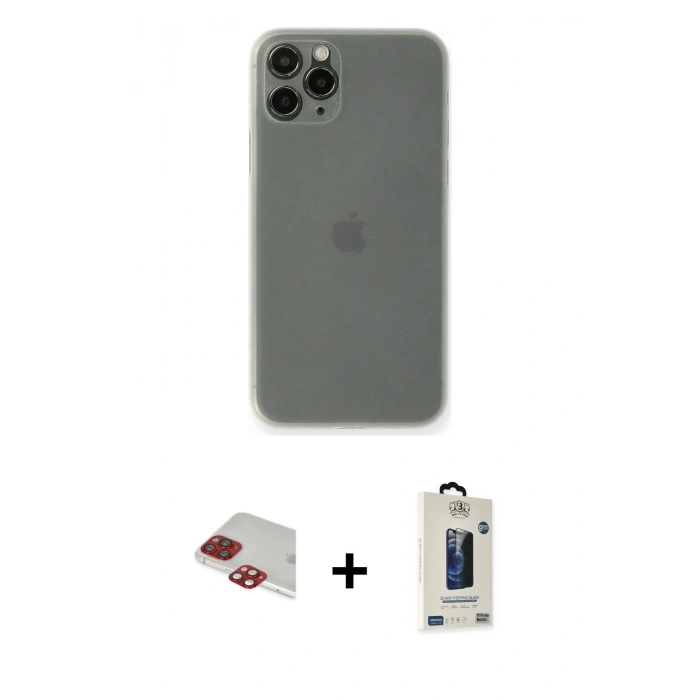 MARSİLYAN™- iPhone 11 Pro Max Kılıf Yadigar Yansıma Serisi - Siyah Bilvis Hayalet Cam Ekran Koruyucu + Pers Alüminyum Kamera Lens - KI