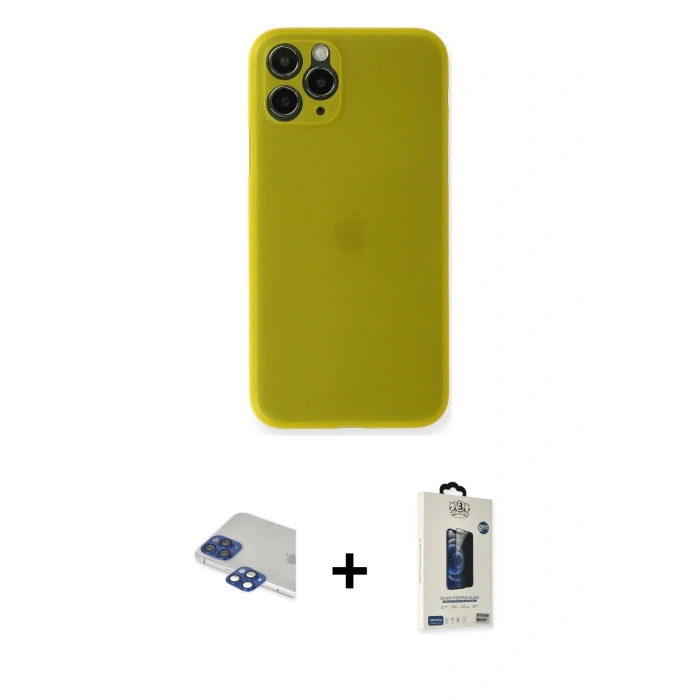 MARSİLYAN™- iPhone 11 Pro Max Kılıf Yadigar Yansıma Serisi - Siyah Bilvis Hayalet Cam Ekran Koruyucu + Pers Alüminyum Kamera Lens - LT