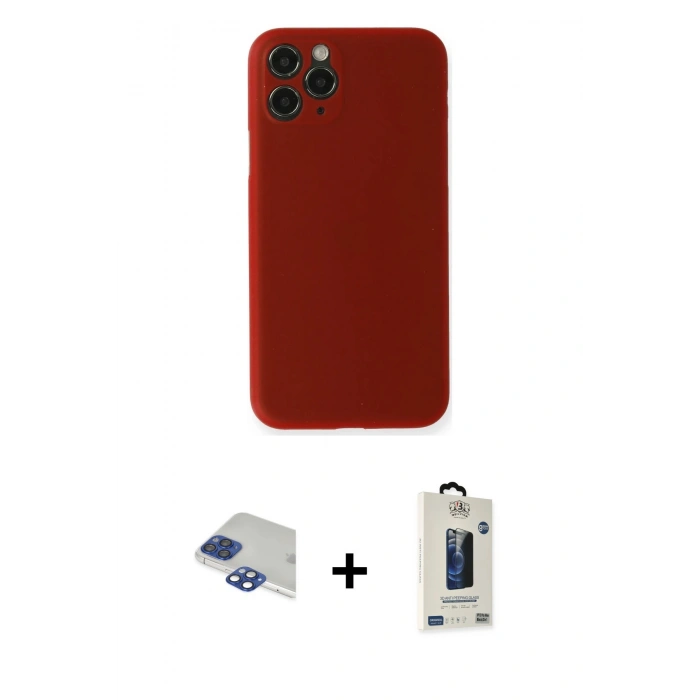 MARSİLYAN™- iPhone 11 Pro Max Kılıf Yadigar Yansıma Serisi - Siyah Bilvis Hayalet Cam Ekran Koruyucu + Pers Alüminyum Kamera Lens - LT