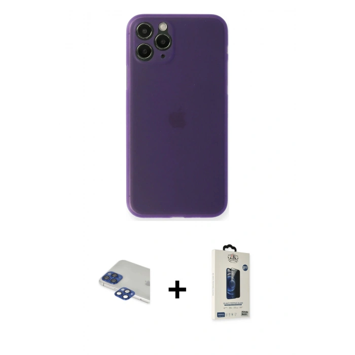 MARSİLYAN™- iPhone 11 Pro Max Kılıf Yadigar Yansıma Serisi - Siyah Bilvis Hayalet Cam Ekran Koruyucu + Pers Alüminyum Kamera Lens - LT