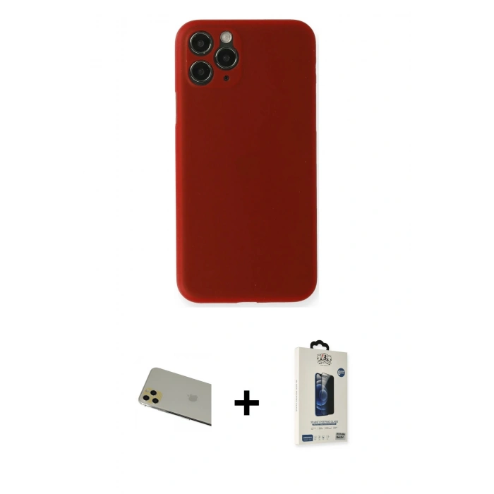 MARSİLYAN™- iPhone 11 Pro Max Kılıf Yadigar Yansıma Serisi - Siyah Bilvis Hayalet Cam Ekran Koruyucu + Rainbow Kamera Lens Koruma Cam - GD