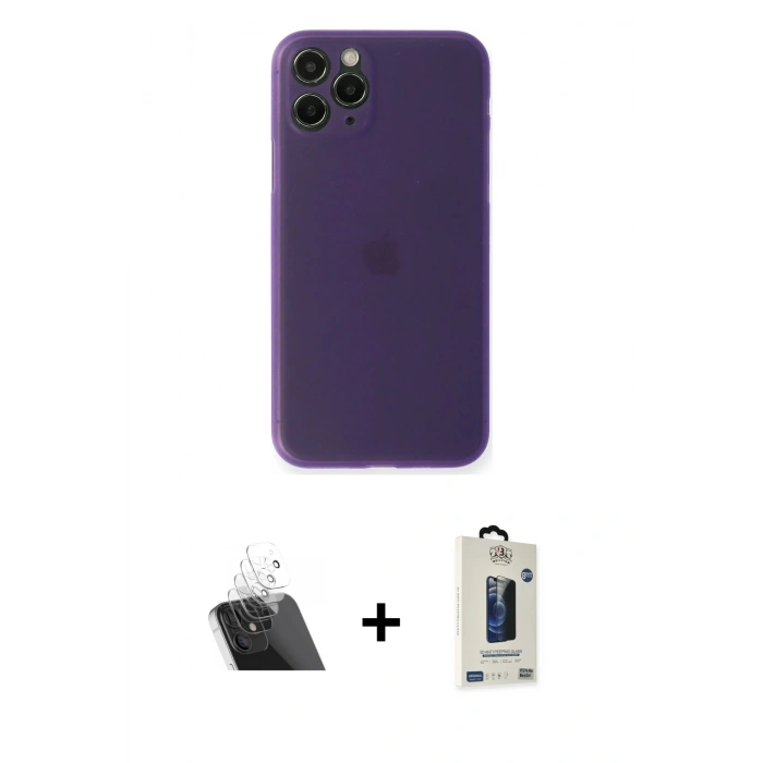 MARSİLYAN™- iPhone 11 Pro Max Kılıf Yadigar Yansıma Serisi - Siyah Bilvis Hayalet Cam Ekran Koruyucu + Kamera Lens Koruma Cam - SF