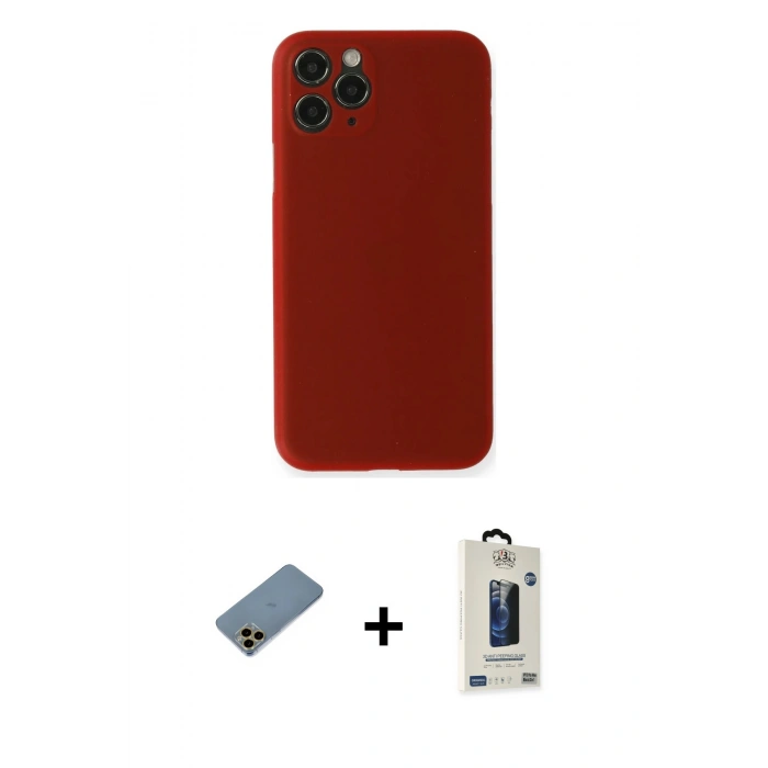 MARSİLYAN™- iPhone 11 Pro Max Kılıf Yadigar Yansıma Serisi - Siyah Bilvis Hayalet Cam Ekran Koruyucu + Shine Kamera Lens Koruma Cam - GD