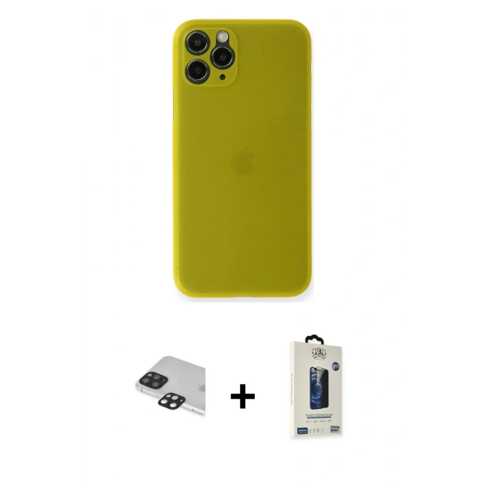MARSİLYAN™- iPhone 11 Pro Max Kılıf Yadigar Yansıma Serisi - Siyah Bilvis Hayalet Cam Ekran Koruyucu + Pers Alüminyum Kamera Lens - SH