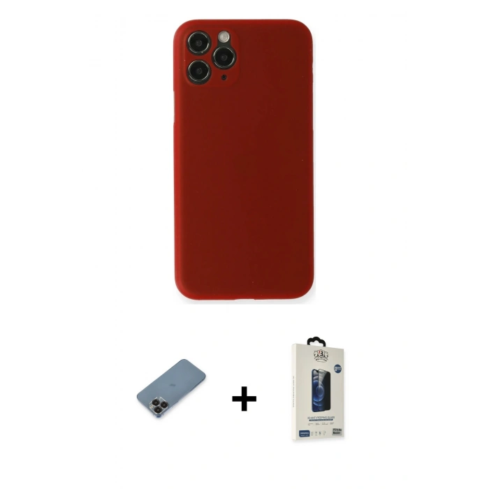 MARSİLYAN™- iPhone 11 Pro Max Kılıf Yadigar Yansıma Serisi - Siyah Bilvis Hayalet Cam Ekran Koruyucu + Metal Kamera Lens Koruma Cam - SH