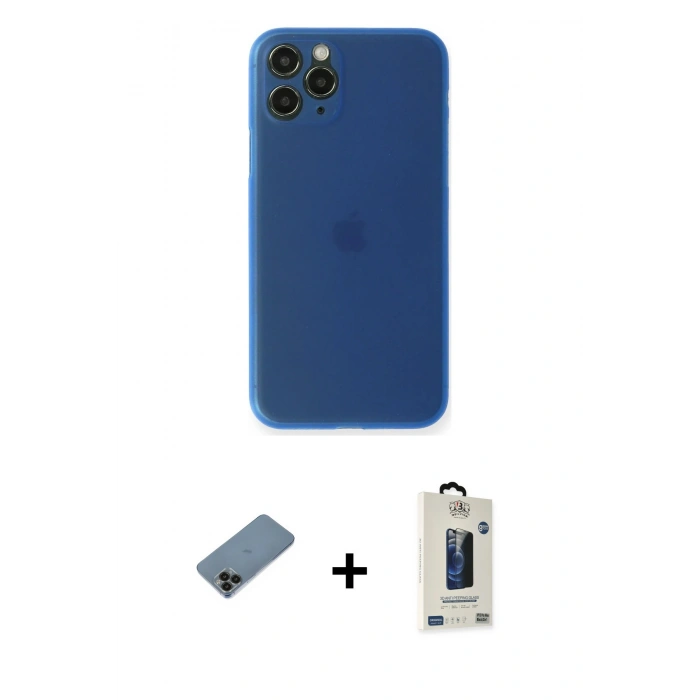 MARSİLYAN™- iPhone 11 Pro Max Kılıf Yadigar Yansıma Serisi - Siyah Bilvis Hayalet Cam Ekran Koruyucu + Siyah Shine Kamera Lens Koruma Cam