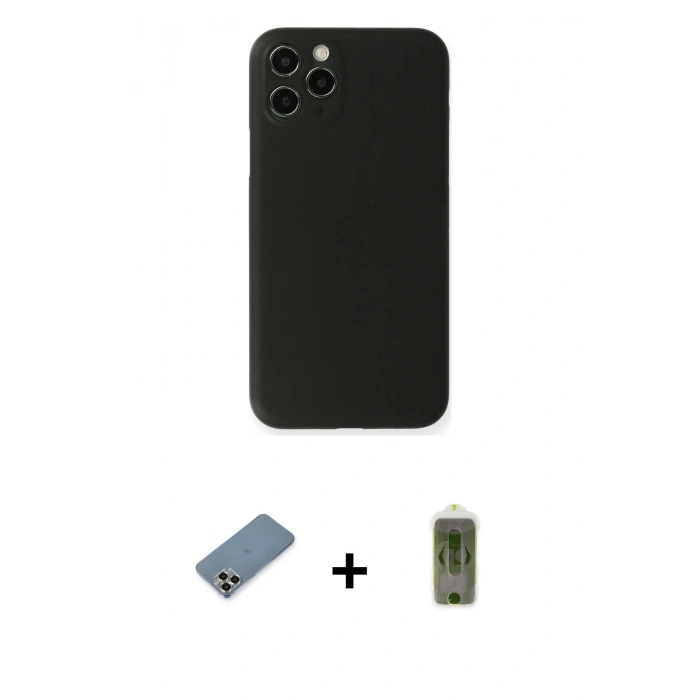 MARSİLYAN™- iPhone 11 Pro Max Kılıf Yadigar Yansıma Serisi - Siyah Joko Magic 5D Hayalet Cam + Metal Kamera Lens Koruma Cam - GD