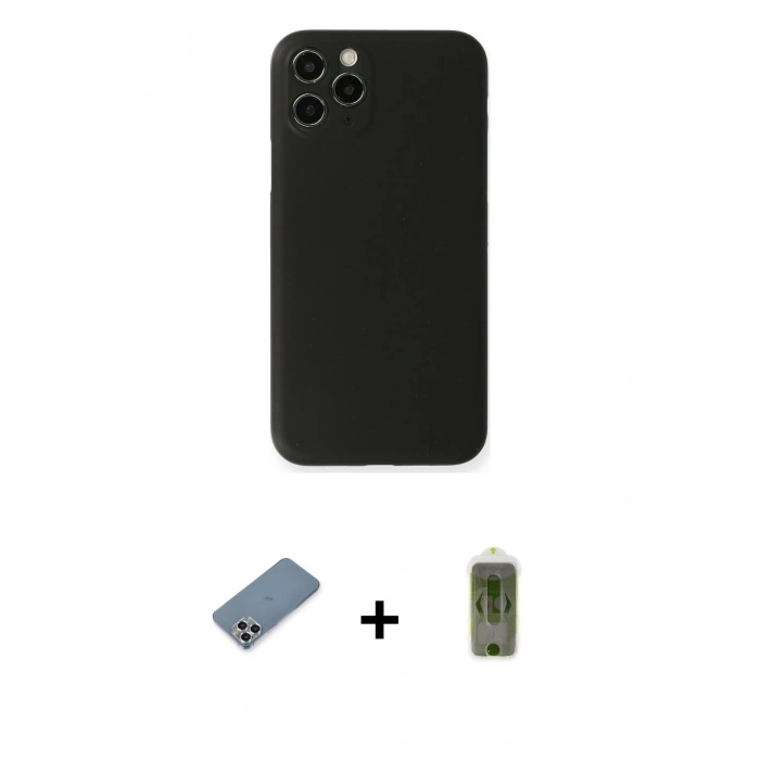MARSİLYAN™- iPhone 11 Pro Max Kılıf Yadigar Yansıma Serisi - Siyah Joko Magic 5D Hayalet Cam + Metal Kamera Lens Koruma Cam - GS
