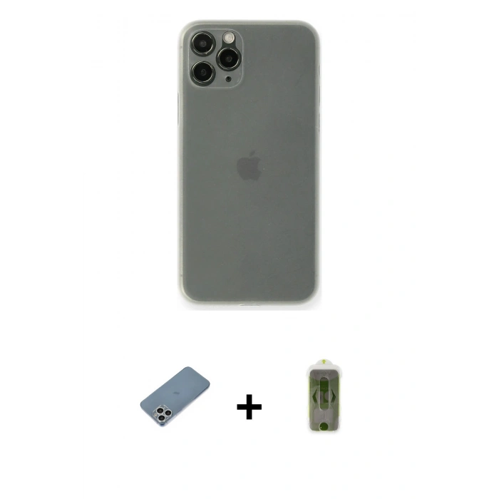 MARSİLYAN™- iPhone 11 Pro Max Kılıf Yadigar Yansıma Serisi - Siyah Joko Magic 5D Hayalet Cam + Gümüş Shine Kamera Lens Koruma Cam